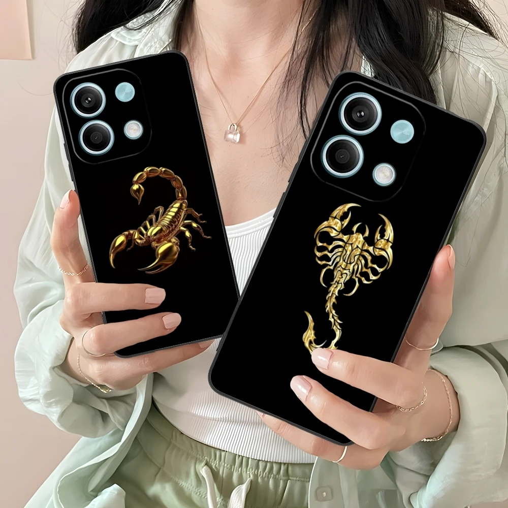 Colored Golden Scorpio Mobile Cell Phone Case for Xiaomi Redmi Note 13 12 11 10 9 8 7 6 S A Pro Lite Plus 5G Black Cover Shell