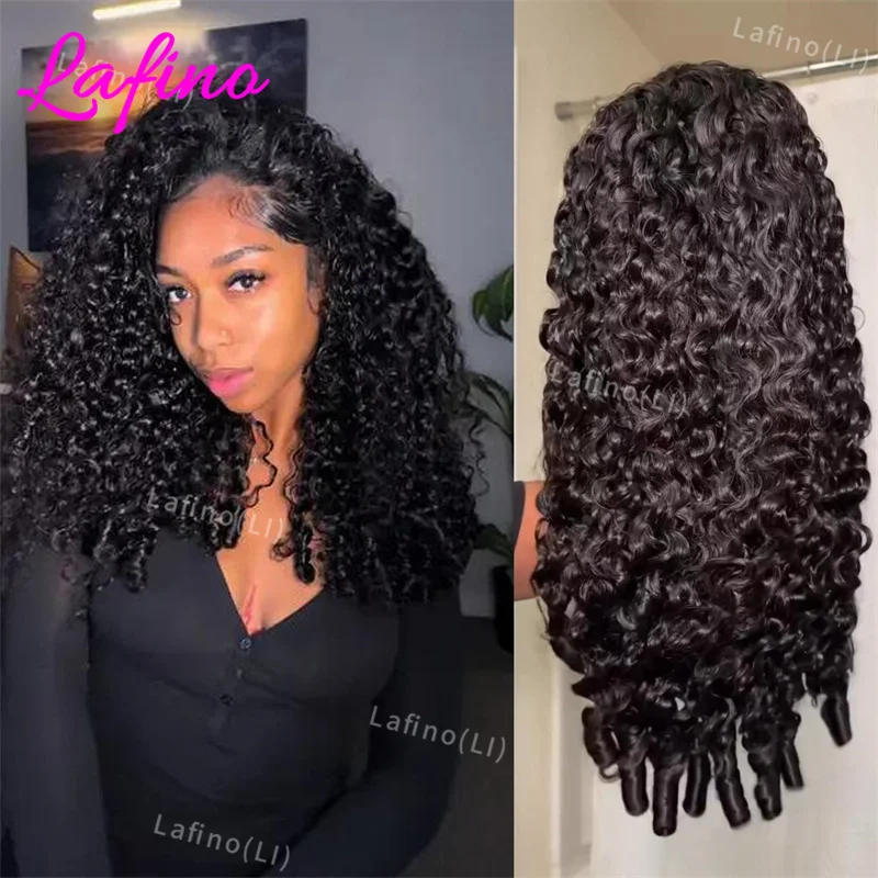 

250% Glueless Wigs Human Hair Afro Burmese Curly Headband Wig Upgrade 3 In1 Half Wig With Drawstring Seamless Clip Ins Flip Over