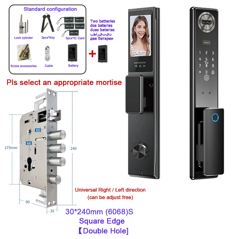 Wifi Tuya APP 3D Gezichtsherkenning Slim deurslot met camera Videogesprek Spraakintercom Digitaal deurslot Automatisch deurslot