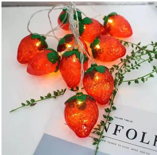 

Strawberry LED String Lights Indoor Outdoor Decorative Cute Strawberry Modeling Night Lamp for Bedroom Wedding Party Cozy Home
