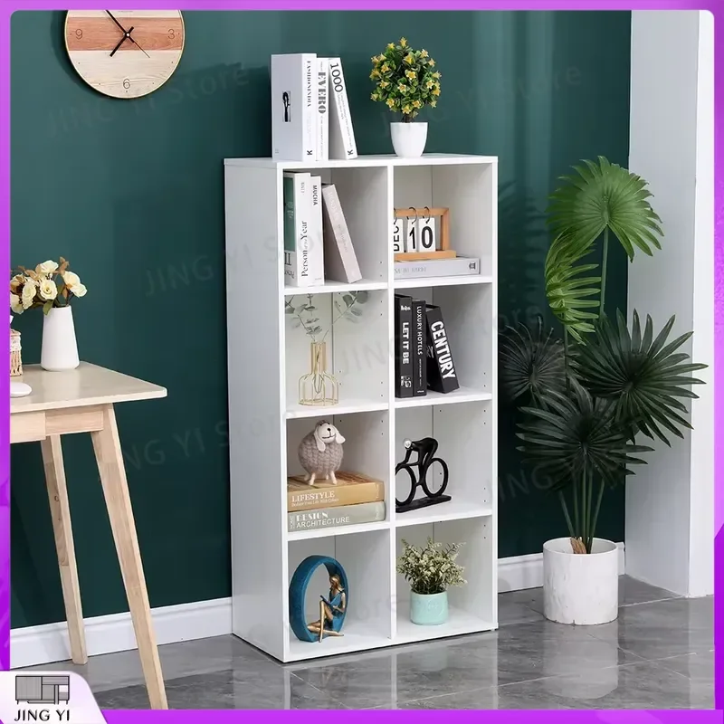 Wooden Bookshelf 4 Tier Display Shelf with 8 Cube Storage Units for Office Home Study Room Lab Equipment Storage Organizer view 4