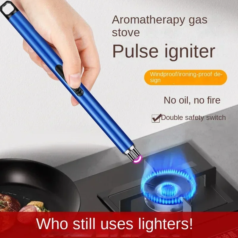 USB Rechargeable Lighters Windproof Flameless Plasma Ignition Long Gas Lighter Electric Arc BBQ Lighter Gas Stove Candle Lighter