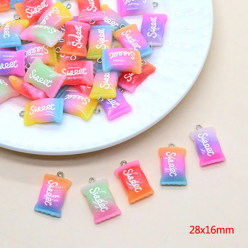 100pcs Mix Bulk Wholesale Resin Candy Charms Gradient Sweets Earring Keychain Pendant Accessory Diy Cute Korean Jewelry Making