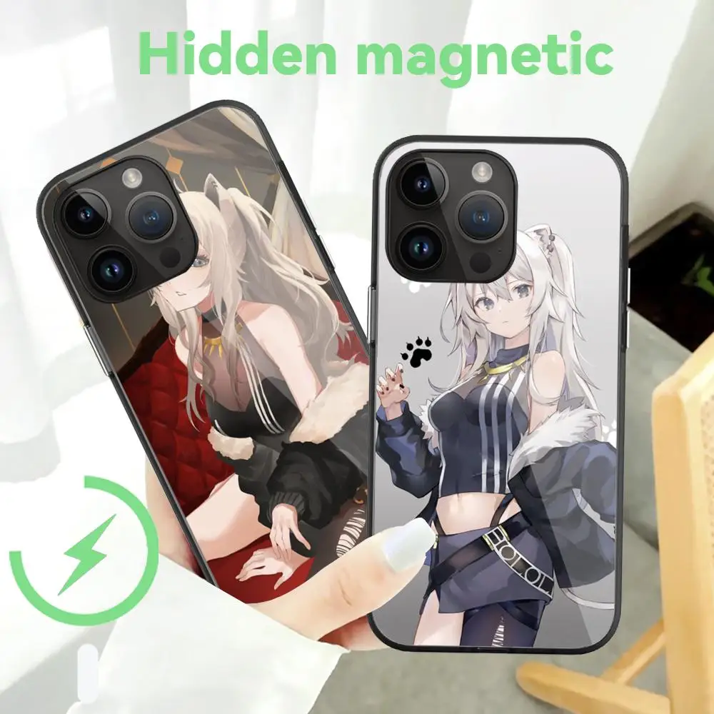 Shishiro Botan Phone Case For iPhone 15  Pro Max 14 13 12 11 Mini Plus Hidden magnetic Black Glass Cases