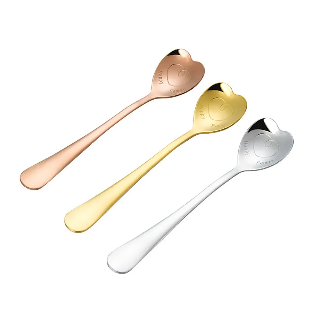 

Love Shape Spoon Handle Spoon Flatware Coffee Drinking Tools Kitchen Gadget 3Pcs Stainless Steel Coffee Spoons Kitchen Tool #25