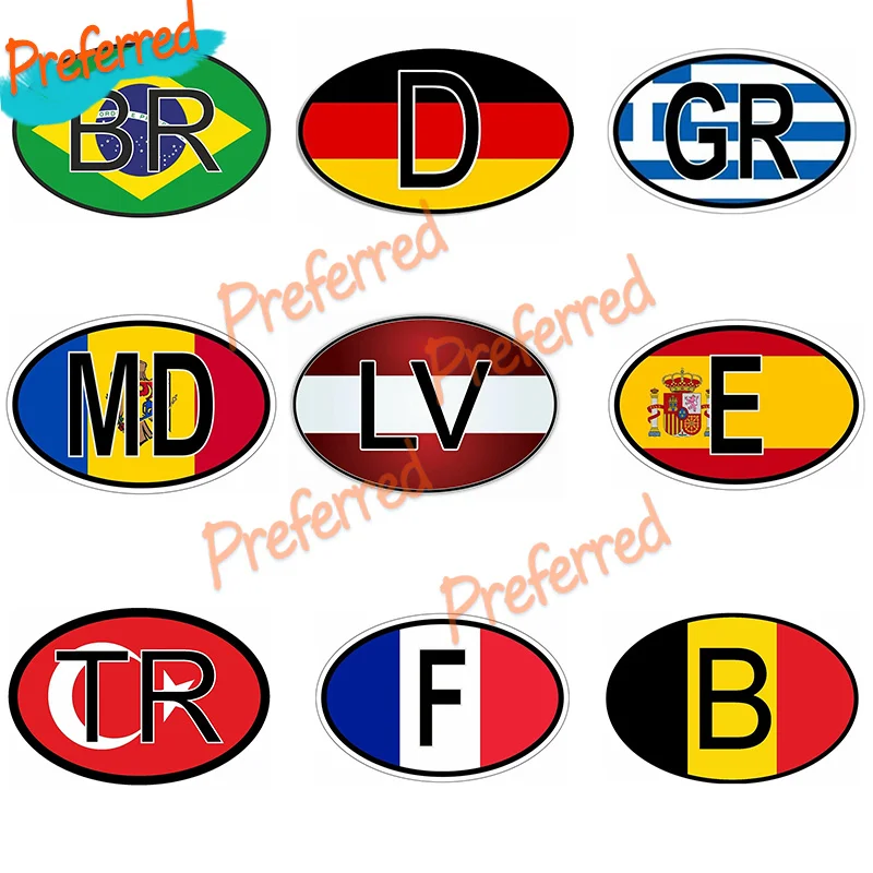 Sticker Oval Flag Code Country F France/country Code A/B/D/E/S Vinyl Waterproof Decal for Cars Bikes Phones Laptop Helmet Decal