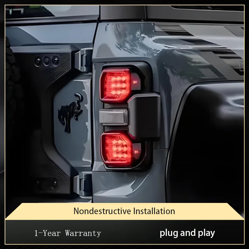 

2 PCS Auto Rear Lights For Ford Bronco 2021-2024 Upgrade Tail Lamp Modified DRL Taillight LED Horse Race Tools Car Accessories