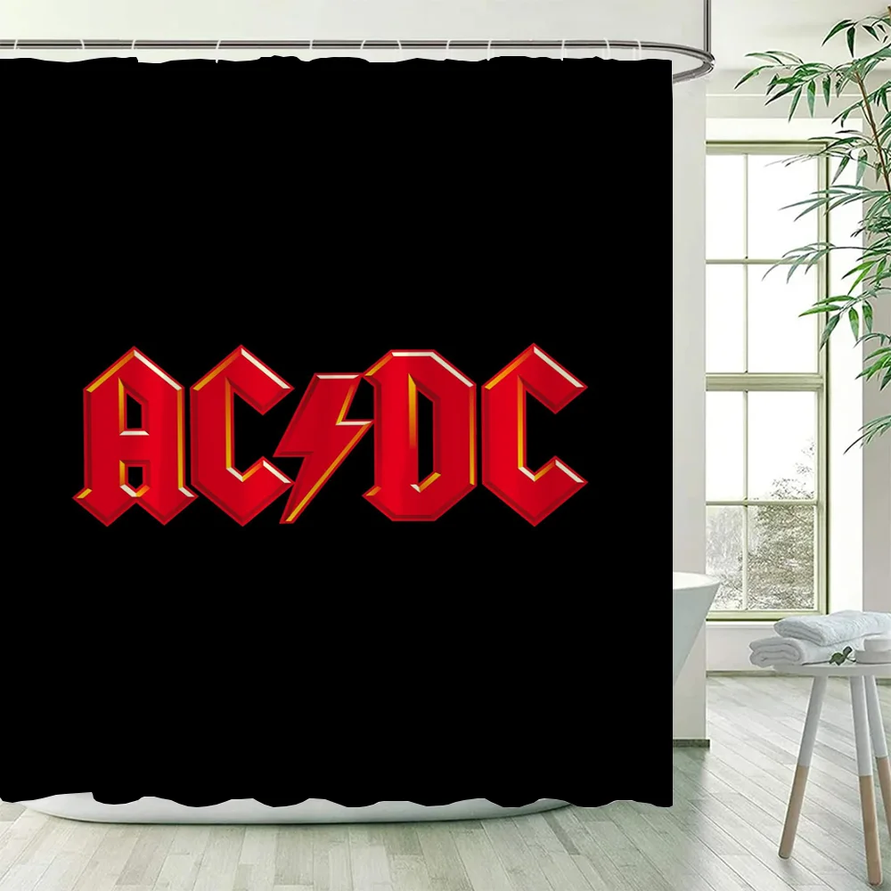 Rock-ACDC Shower Curtain for Bathroom Accessories Folding Partition Bath Curtains Bedrooms Waterproof Fabric Things the Set Home