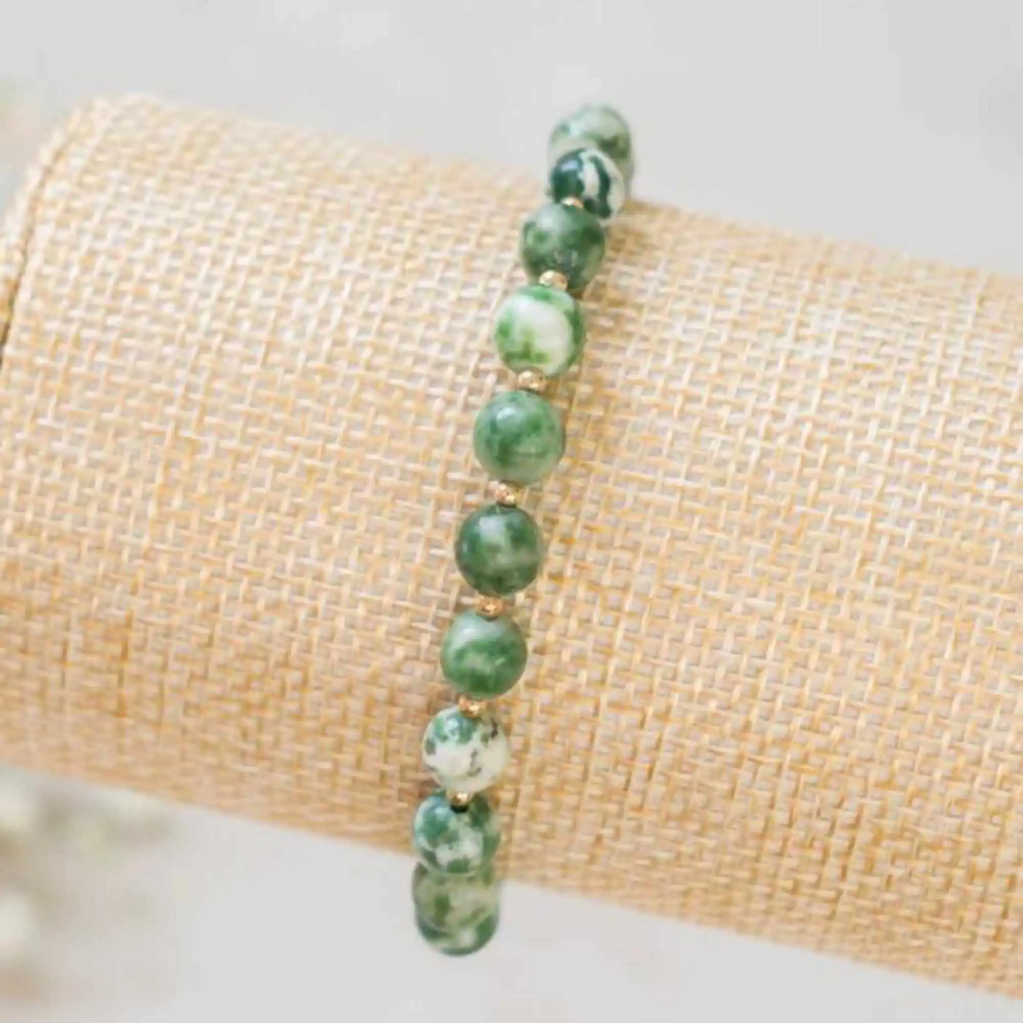 

Natural 6mm round green Jasper beads 14k Gold filled bracelet Yoga Classic Chakra Cuff Jewelry Women Prayer