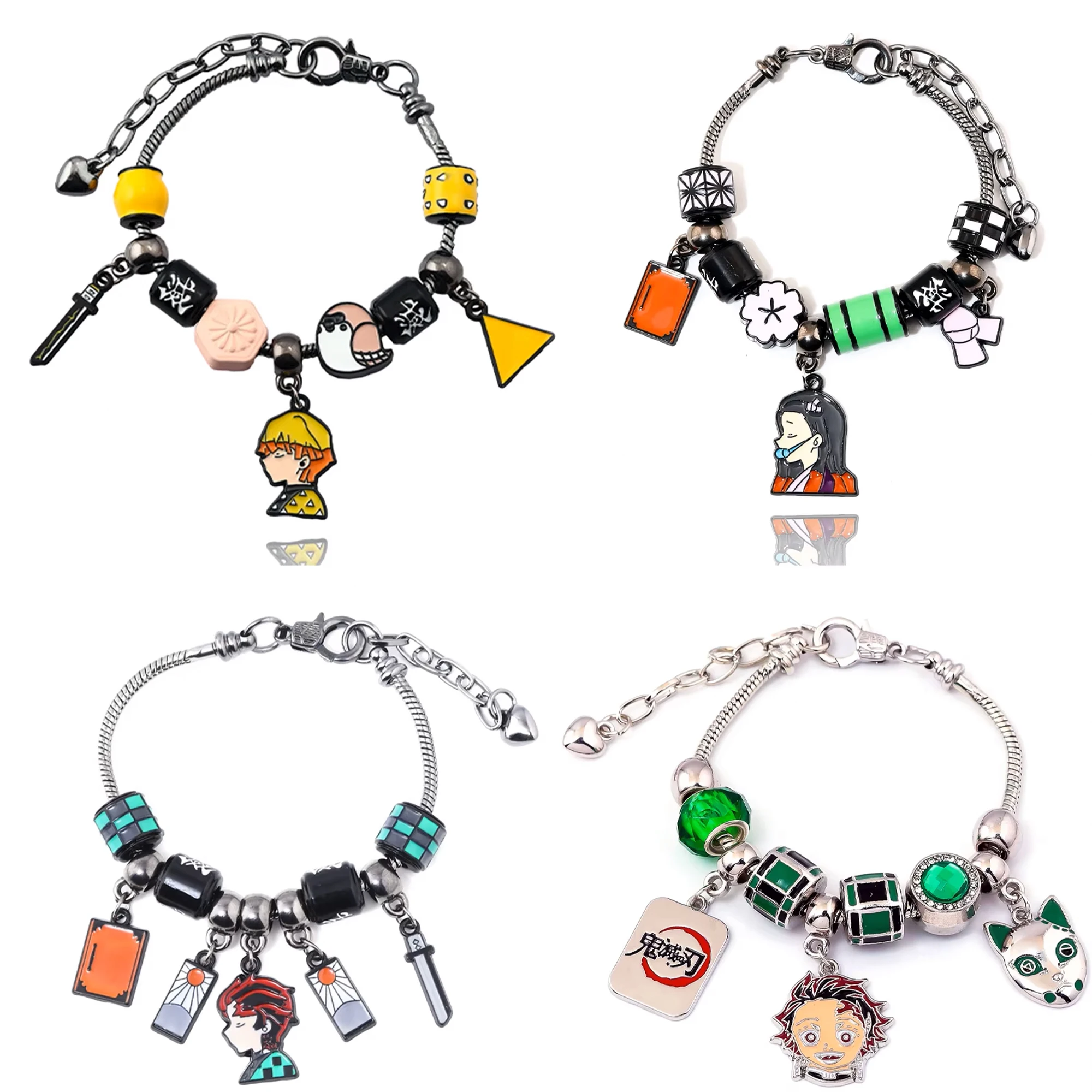 Anime Demon Slayer Bracelet Tanjiro Nezuko Colorful Doll Character Pendant Bracelet Accessories Men's And Women's Jewelry Gift