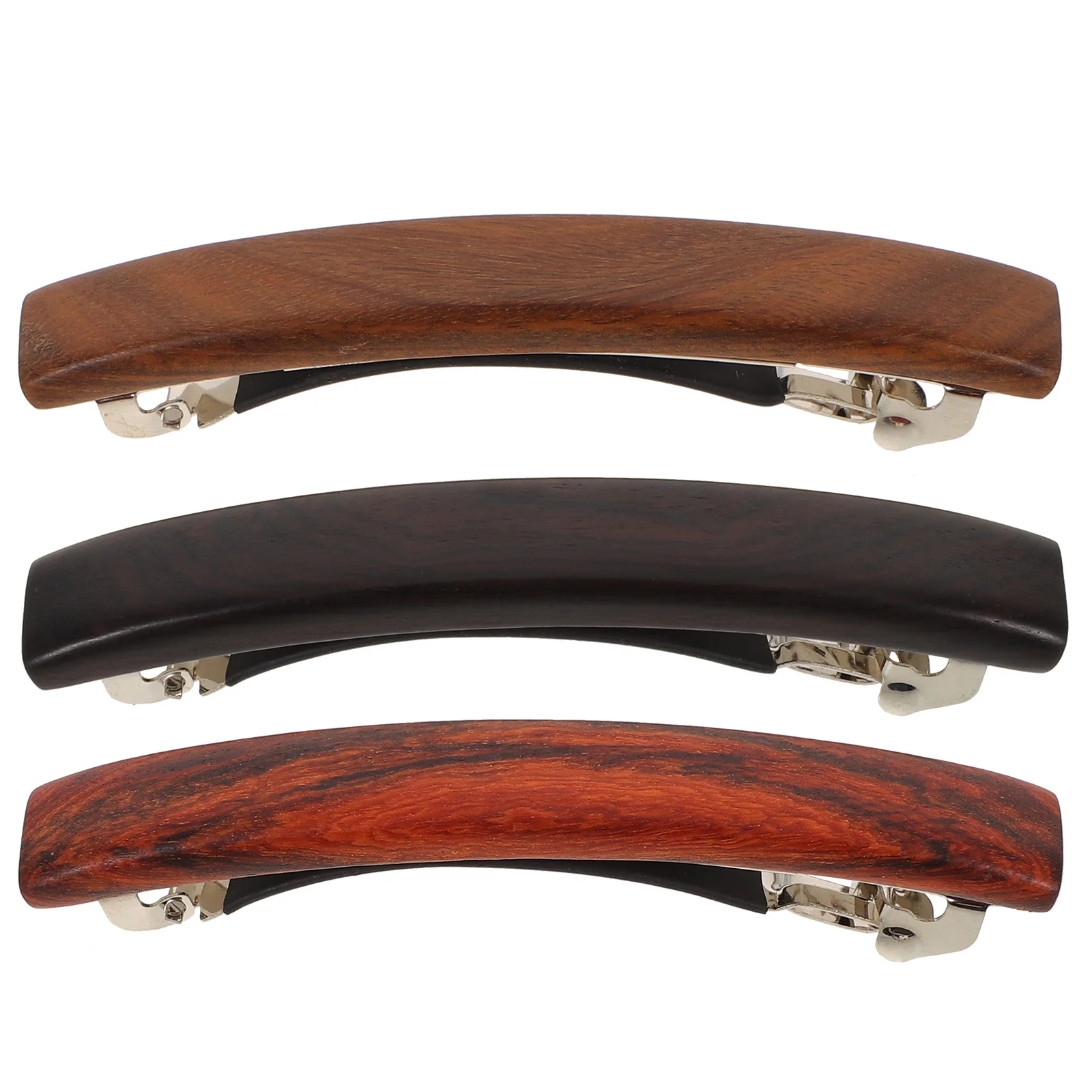 

3pcs Sandalwood Hair Clip For Women Minimalist Vintage Barrette Ponytail Holder Lightweight Claw Clip Hair Accessories For Daily