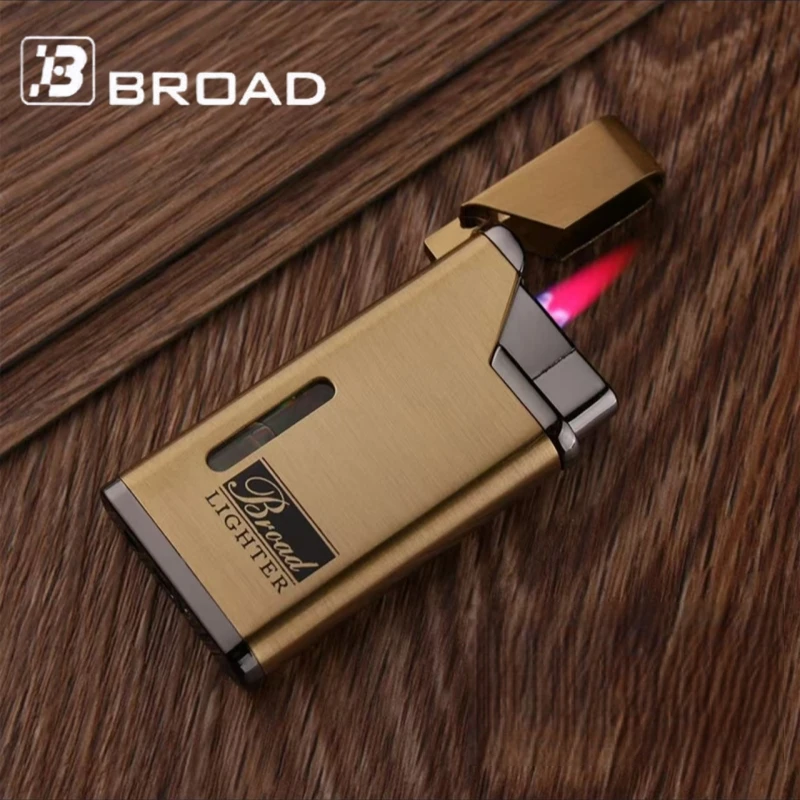 

Windproof Ultra-thin Cigar Inflatable Lighter Metal Outdoor Portable Torch Red Flame Lighter Smoking Accessories Men's Gift