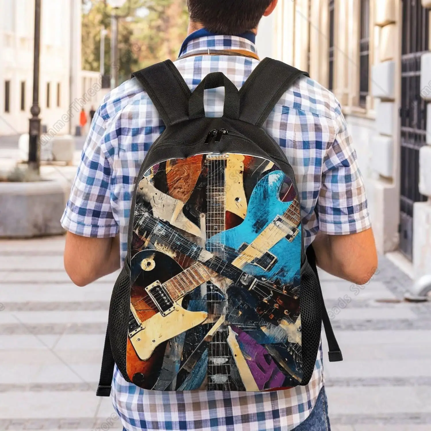 Bookbags For Women Men Lightweight Laptop Backpack Music Guitar Daypack Computer Bag