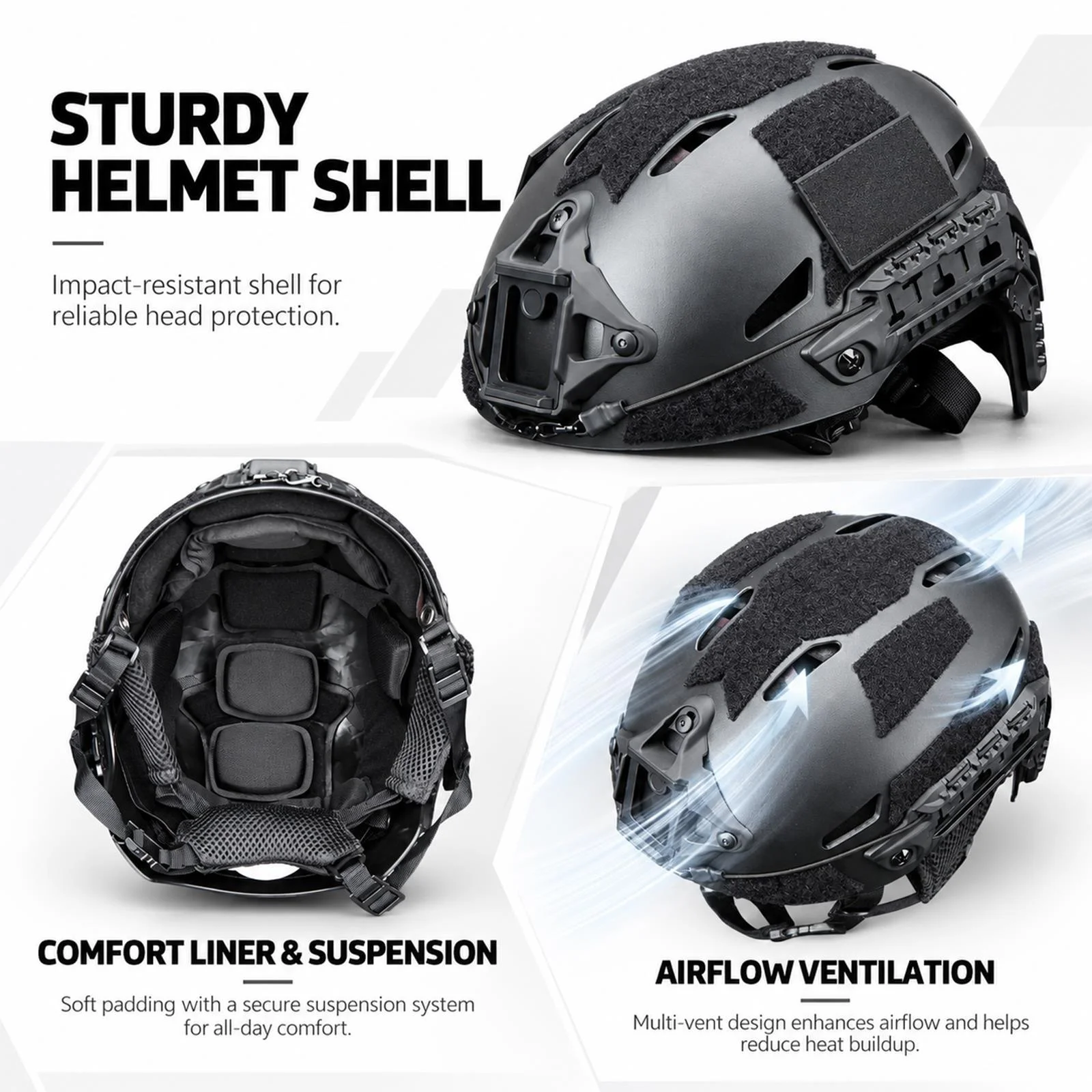 Airsoft Tactical Helmet Set Noise Reduction Headset Visor Mask Foldable Chin Guard Quick Adjust Suspension Padded for Cosplay