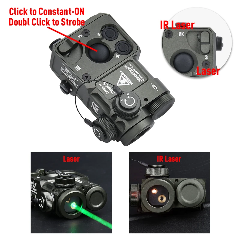 WADSN Metal PERST-4 Aiming Laser PEQ Red Dot Green Blue IR Strobe Laser Tactical adjust reset zero/brightness Airsoft Indicator