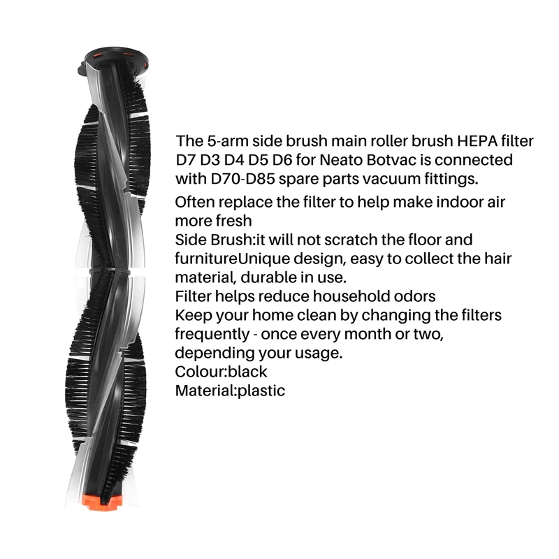 Sweeper accessories5-Arm Side Brush Main Roller Brush HEPA Filter for D7 D3 D4 D5 D6 Connected D70-D85 Spare Parts Vacuum