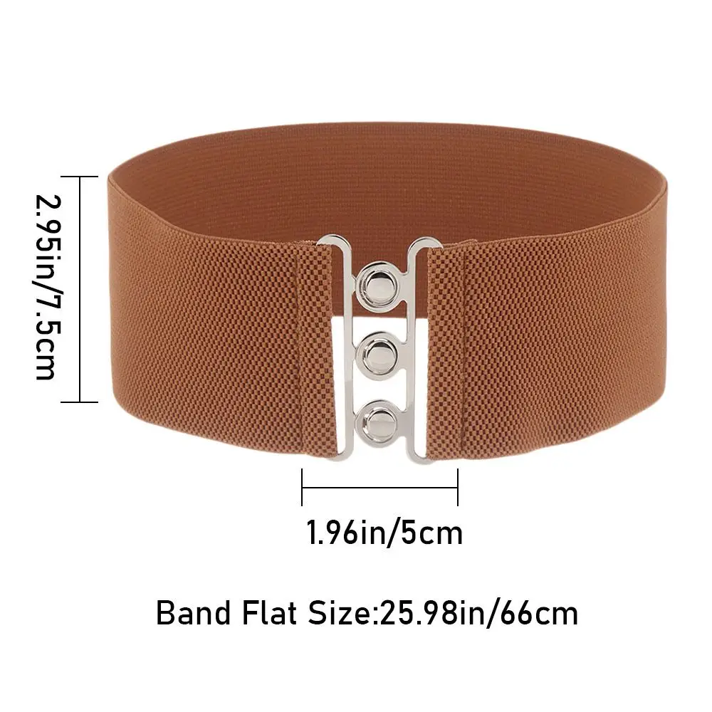 Donne moda ampia cintura elastica fibbia in metallo Cinch sottile cintura signore vestito fascia in vita vestito Cummerbands