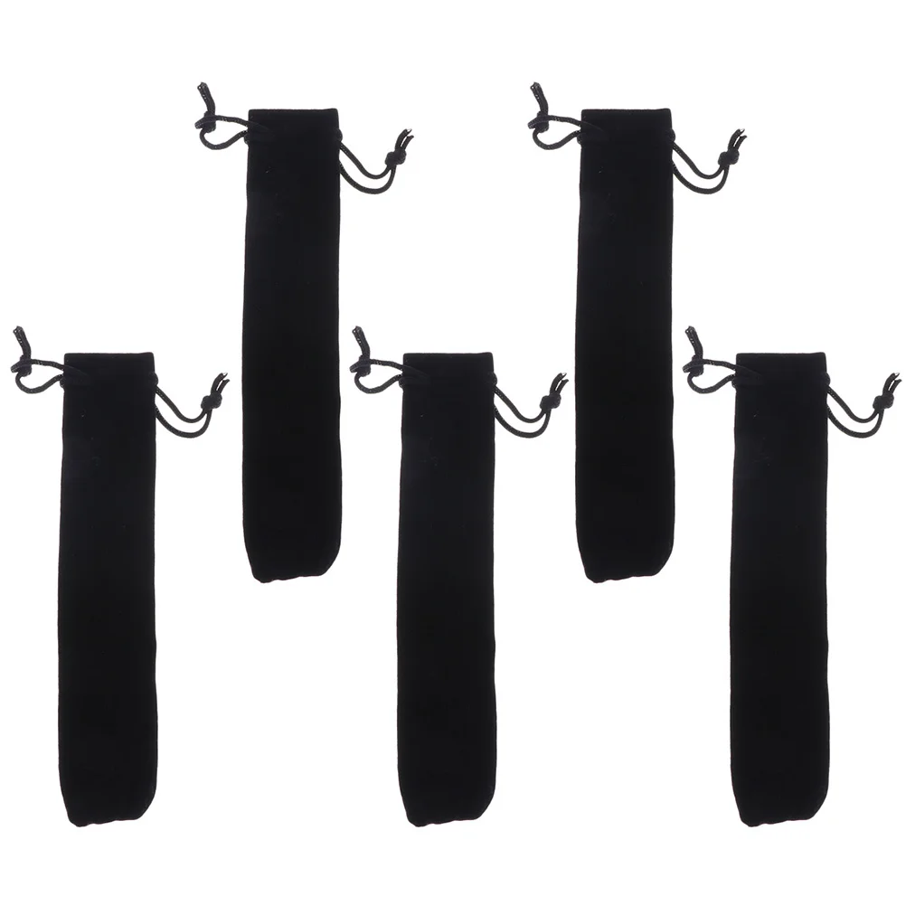 5 قطعة حقيبة أقلام واحدة سوداء فلنلت الرباط القلم كم حقيبة أقلام رصاص حامل الوبر تغليف الهدايا الأنيقة