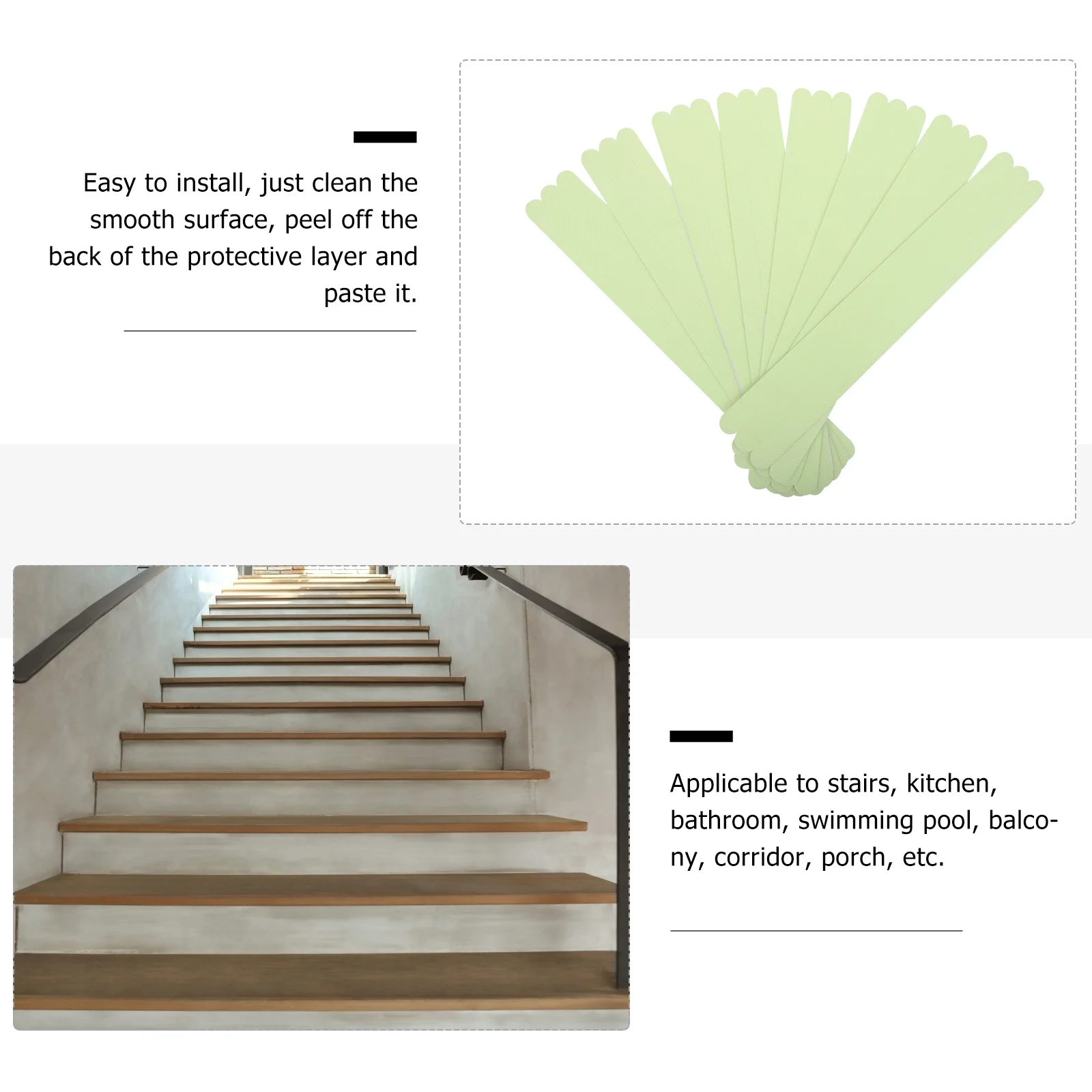 

24Pcs Fluorescent Non-Slipping Stickers Safety Anti-Skid Tape for Bathrooms Kitchens Corridors Stairs Anti-Skid Sticker
