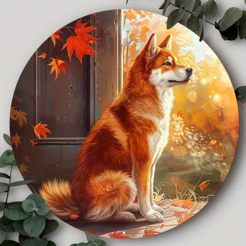 

Aluminum Metal Sign, Dog Pattern 2D Flat Circular Wreath Sign, Home Decor, Room Decor, Suitable for Various Scenarios