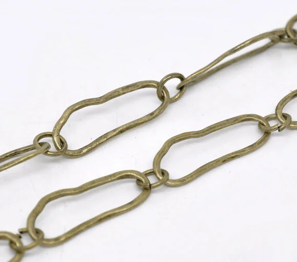 Handamde Link Chain ustalenia Antique Bronze kolor łańcuszki metalowe naszyjnik DIY bransoletki biżuteria akcesoria prezenty 25x9mm,1M