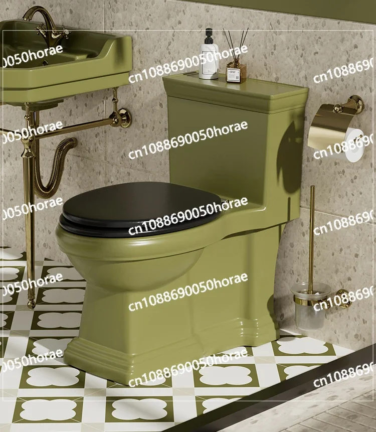 Coran Grass Green Retro Toilet American Bathroom Siphon Toilet Personality and Creativity Classical Household Toilet