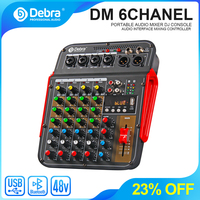 New Debra 6 Channel Audio Mixer DJ Consoler DM4 With 48V Phantom, Bluetooth , USB to Recording , Sound Mixing Console