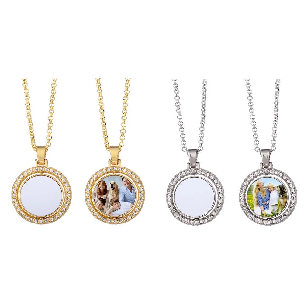 Creative Round Pendants Necklace Sublimation Blank Fashion Jewelry Anniversary Valentine's Day Gift For Heat Transfer Print