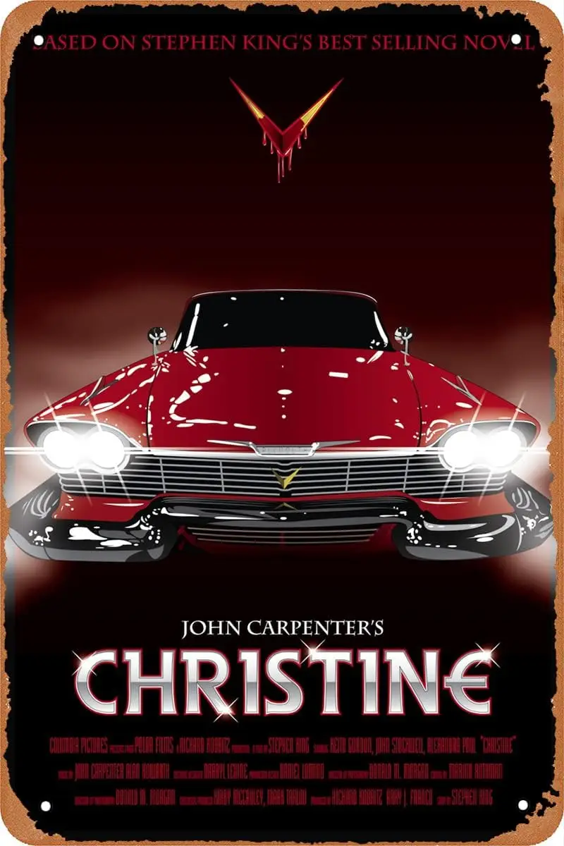Póster de película Christine, letrero de Metal Retro, lata Vintage para decoración de pared, cafetería, Bar, oficina, regalo artístico para el hogar