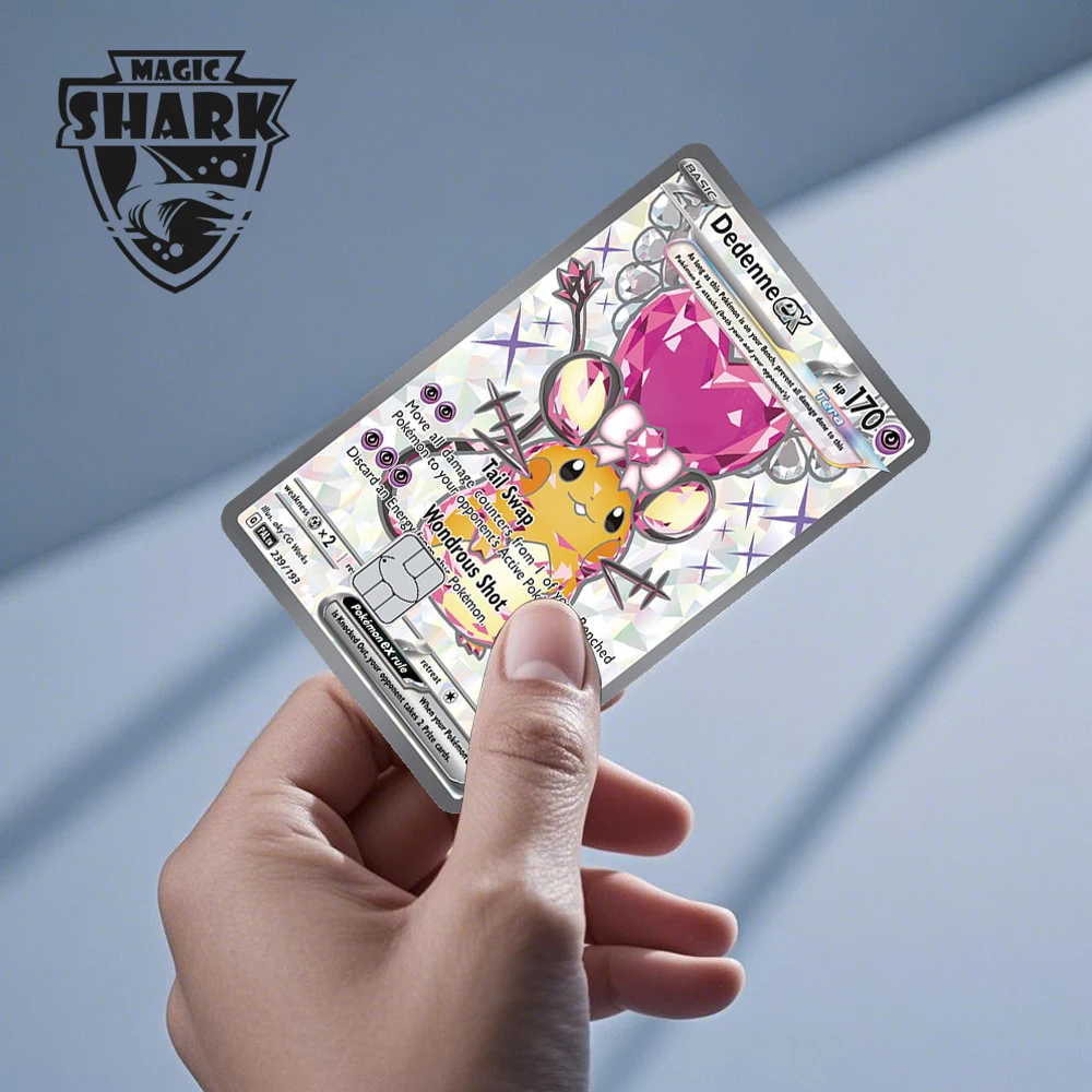 Magic Shark Tyranitar Pawmot Clefable Pokemons ช้า Victini Ex Soft PVC ไม่มีสติกเกอร์ผิวสําหรับเครดิตเดบิต Metro Card