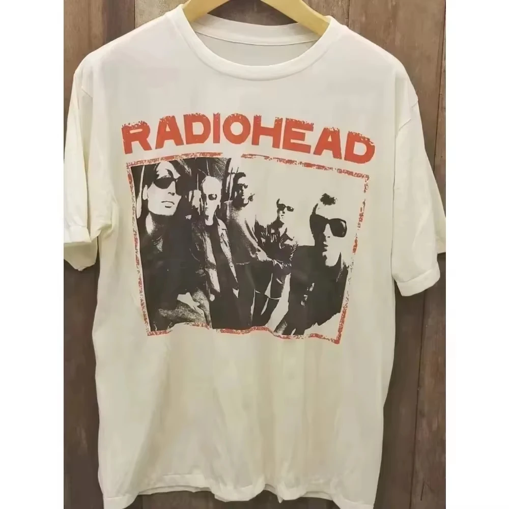 2026 New Radiohead Rock Band Oversized Streetwear Distressed Red Devil Cartoon Front Graphic T Shirt Grunge Rock Art Tee