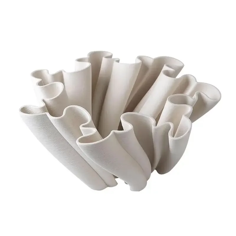 Modern Creative 3D Printing Folded Ceramic Vase Decoration Home Entrance Table Furnishing Crafts Sample Room Desktop Ornaments