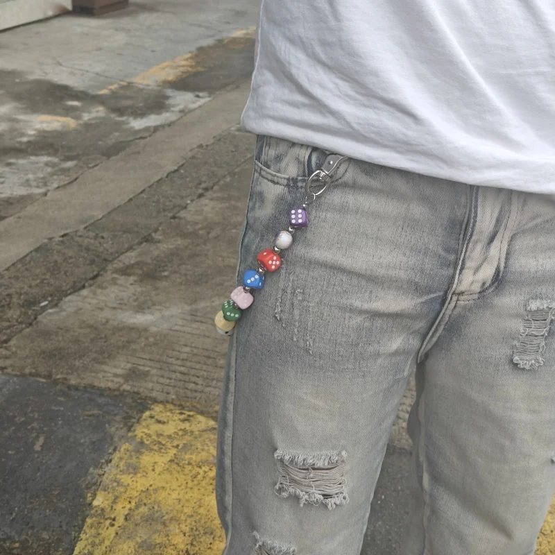 2025 Autumn New Multicolored Lucky Dice Pants Chain Y2K Fashionable Men And Women One's Waist Luxury Accessories