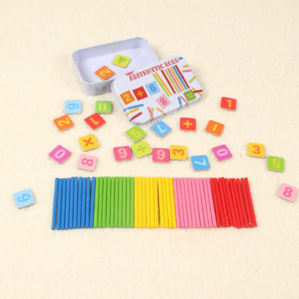 1 Juego de varillas de conteo educativas, palos de matemáticas de madera, varillas aritméticas coloridas, juegos de conteo de aprendizaje temprano de matemáticas, juguetes para niños