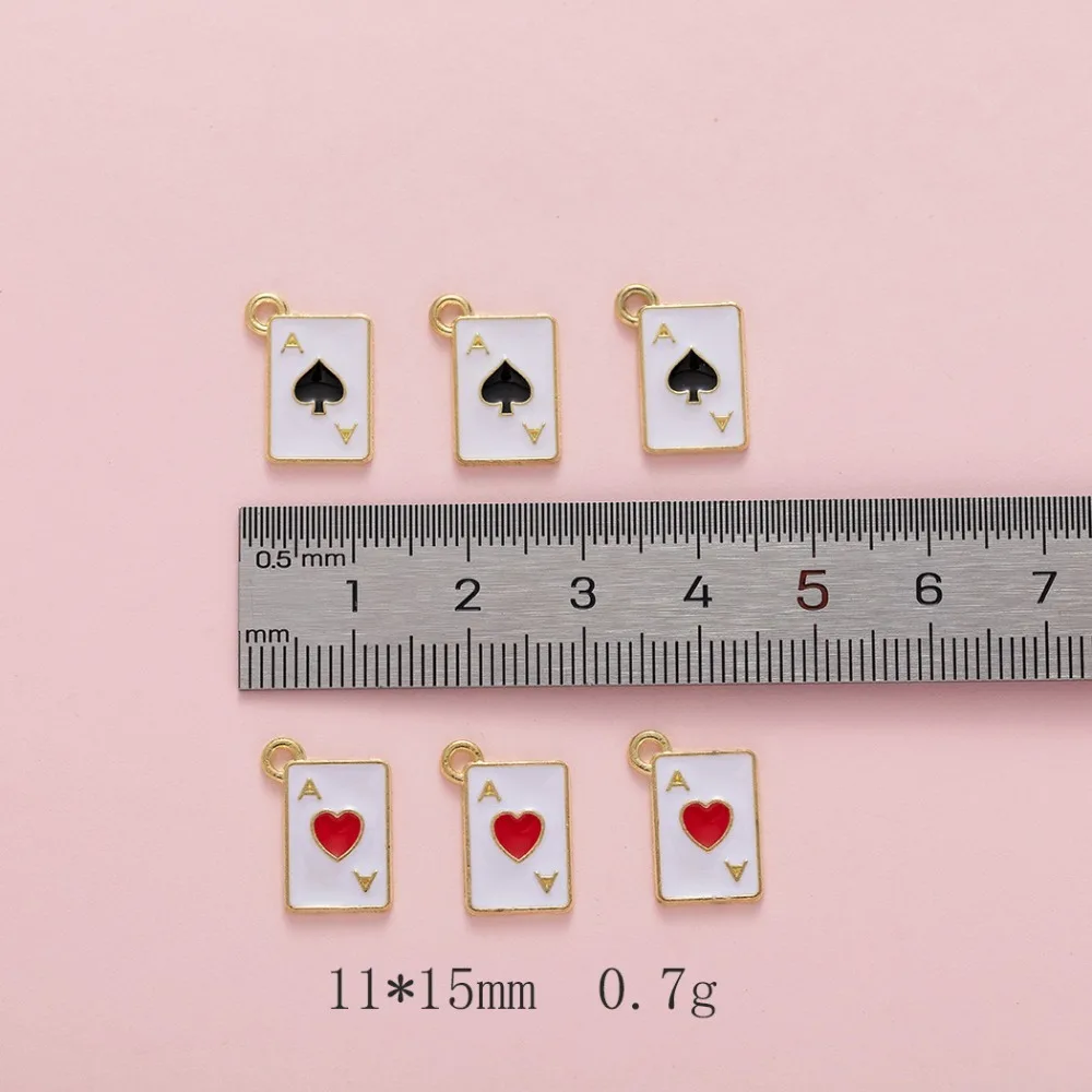 20pcs Poker Playing Cards Enamel Metal Charms for Earrings Keychain Jewelry Making Supplies Diy Accessories
