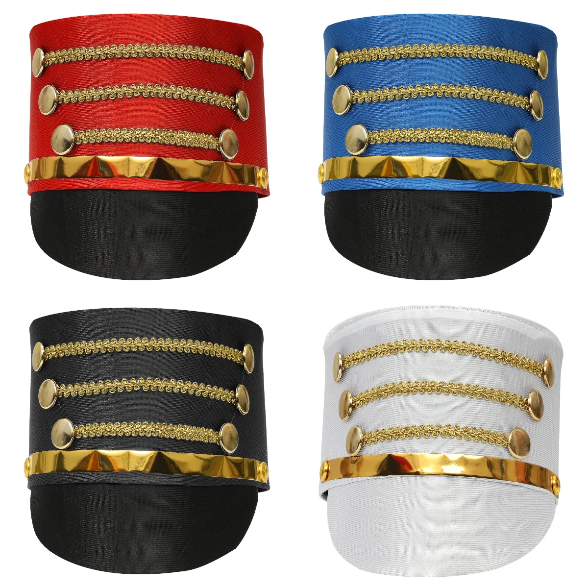 

Teens Drum Marching Hat Halloween Masquerade Cosplay Show Majorette Master Soldier Band Hat Cape Costume Accessories