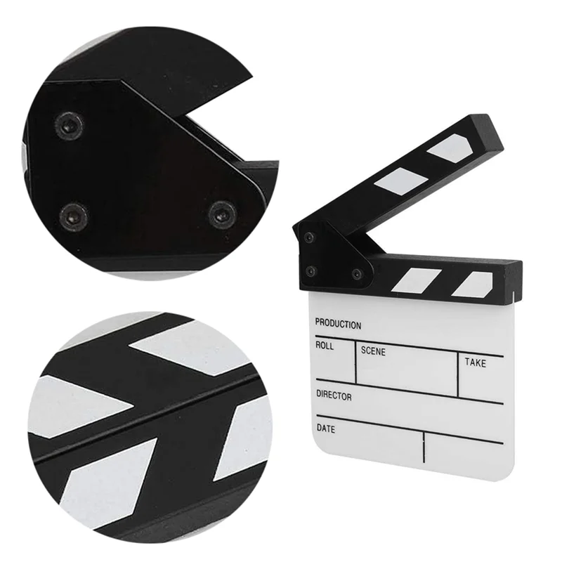 AB25-Action Cut Board,Acrylic Film Clapboard Dry Erase Compact Size TV Film Movie Director Cut Action Scene Clap Board