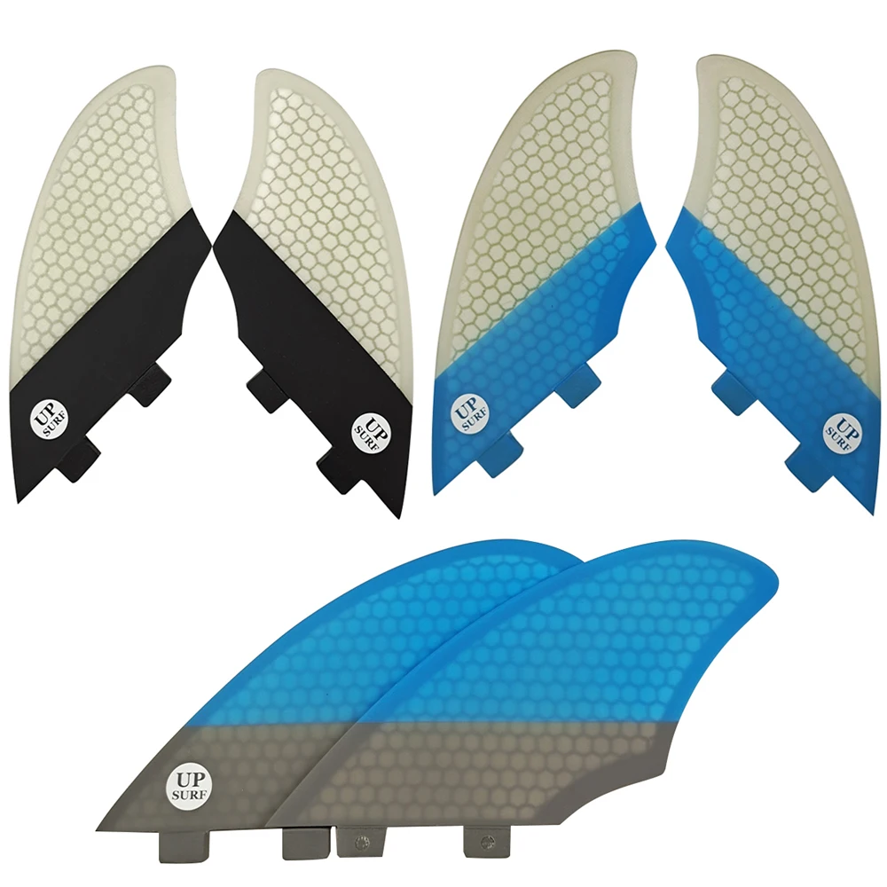 

UPSURF Double Tabs Keel Fin 2pcs per set Fiberglass TWIN Fins Set Surfboard Accessories Fins