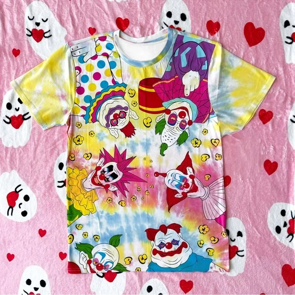 Adult and Children Horror Clown Tie-Dye 3D Print Harajuku Style Y2K Short Sleeve Niche Design Loose Trendy T-Shirt
