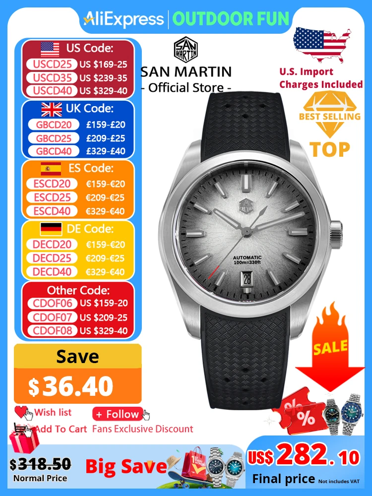 

San Martin FKM SN0144 JianZhan циферблат Gada 36/39/42 мм мужские роскошные деловые автоматические механические часы Miyota 9015, оригинальный дизайн