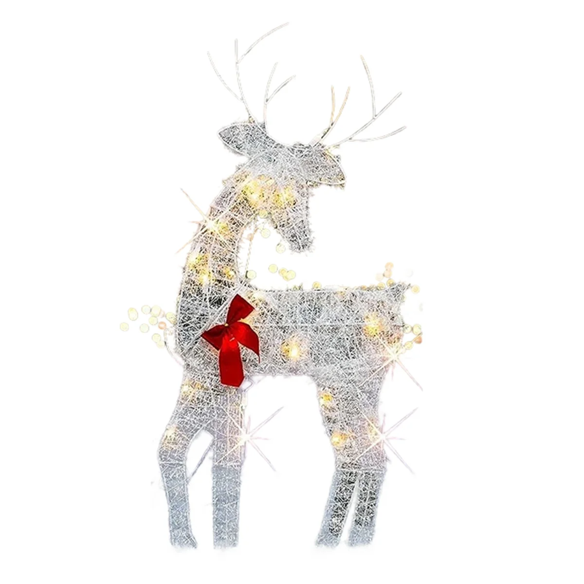 Lighted Christmas 2D Reindeers Outdoor Decorations, Pre-Lit Light Up Xmas Rudolph & Santa Sleigh with Lights,Deer Daddy