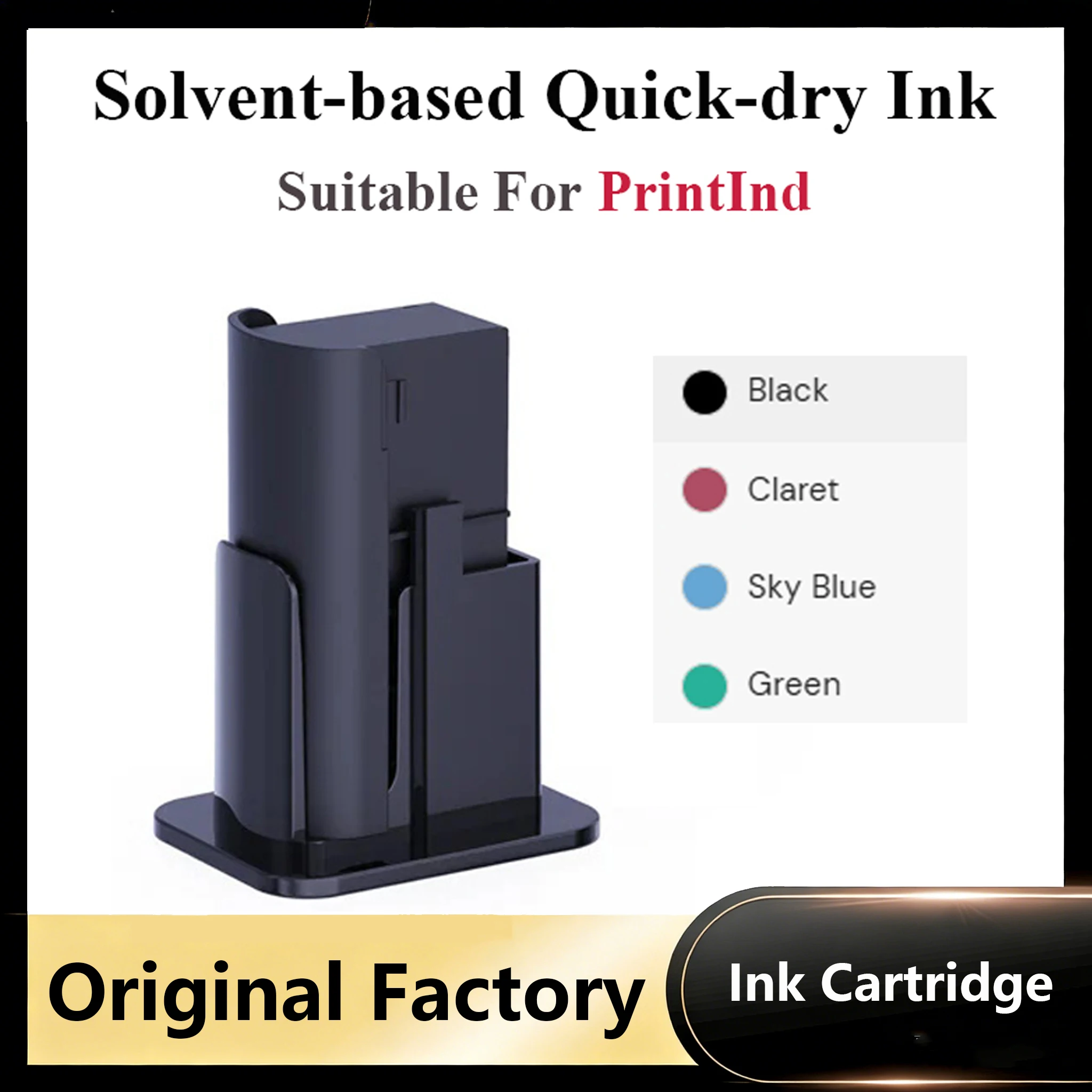 EVEBOT Handheld Printer Solvent-Based Ink Permanent Ink Cartridge Replacement for PrintInd Waterproof Ink for Various Surfaces