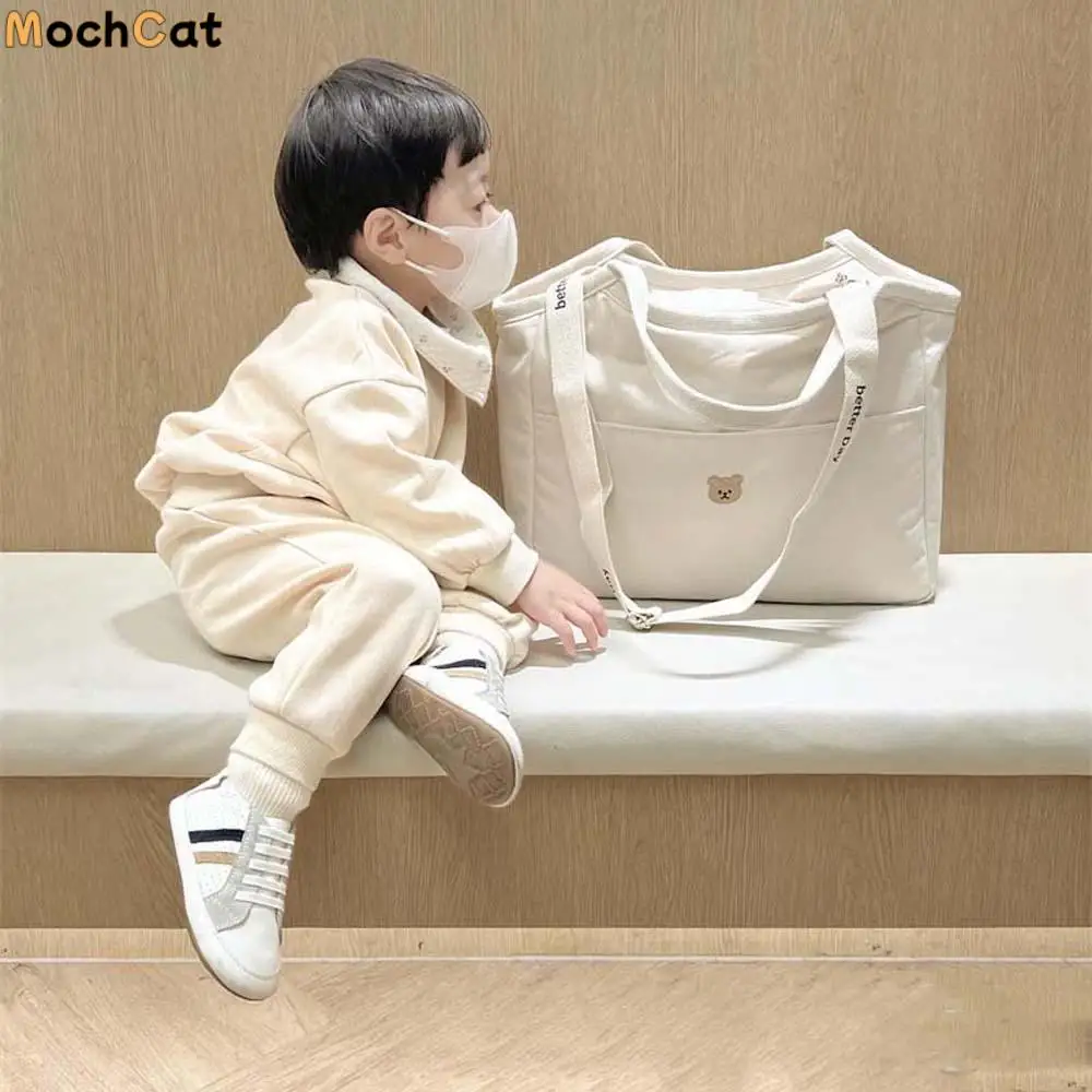 

Make Up Pouch Bag Soft Diaper Storage Bag Large Capacity Thicken Cotton Handbag Bear Multi-functional Mommy Bag Daily