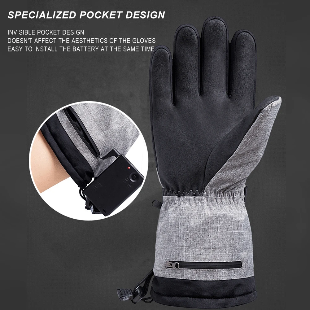 1Pair Heated Gloves Thermal Electric Hand Warmer Waterproof Anti-Slip for Outdoor Climbing Hiking Skiing Cycling Without Battery