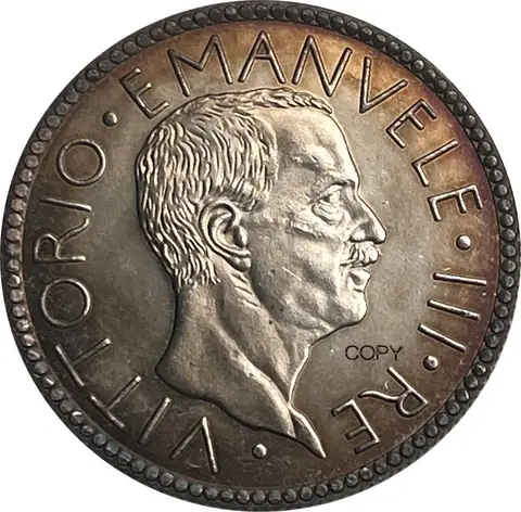 Italy 1931 20 Lire Vittorio Emanuele III Head King Italia Cupronickel Silver Plated Copy Coin Antique Collection Commemorative