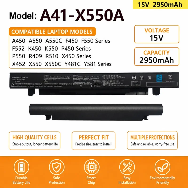 Suitable for ASUS Y581C Y481C R510L X450VC X550C k550 A41-X550A battery