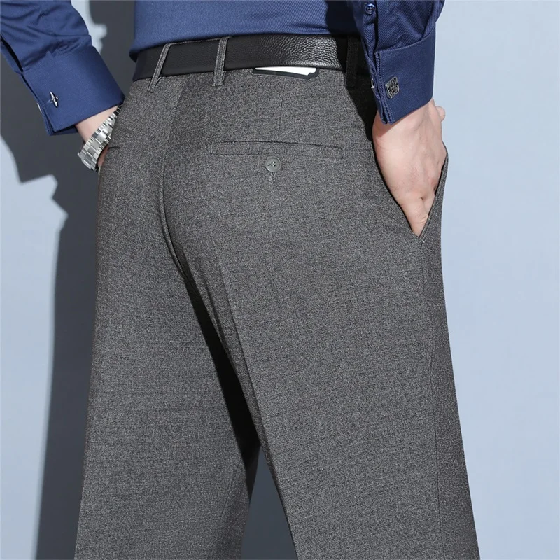 

Middle-Aged Men's Woolen Suit Pants Loose Fit Thi Winter Long Trousers Casual Busin Sle Straight Leg Pants