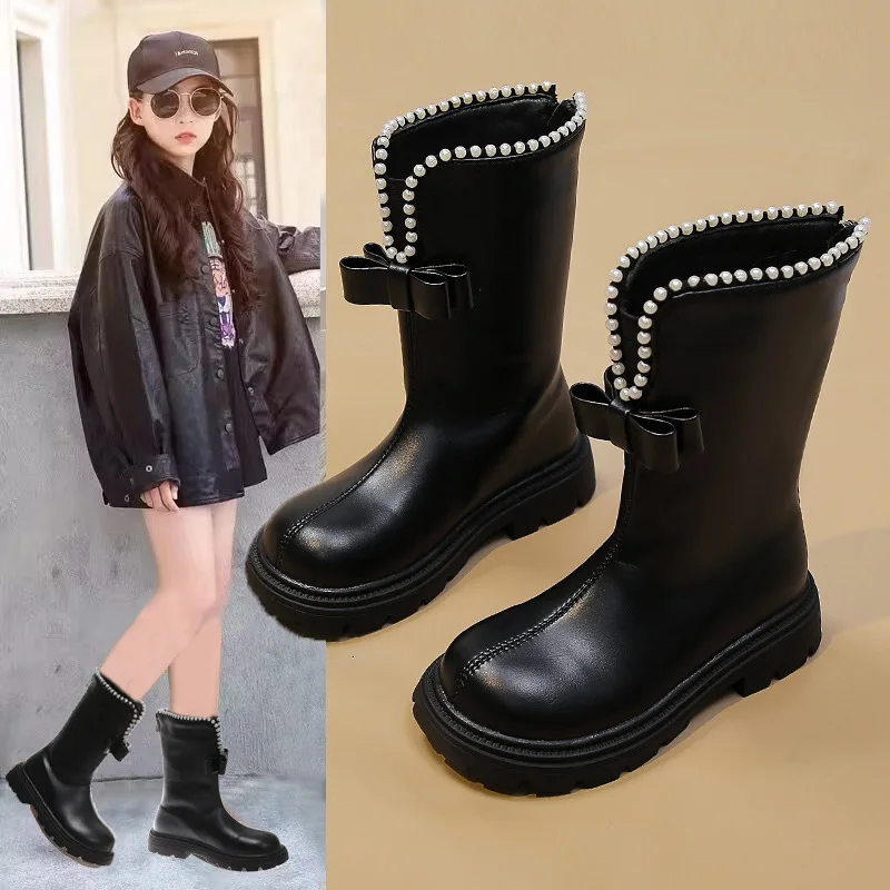 Winter & Autumn Fashion Girls Boots Soft Sole Non-Slip Children High Shoes Size 26-37