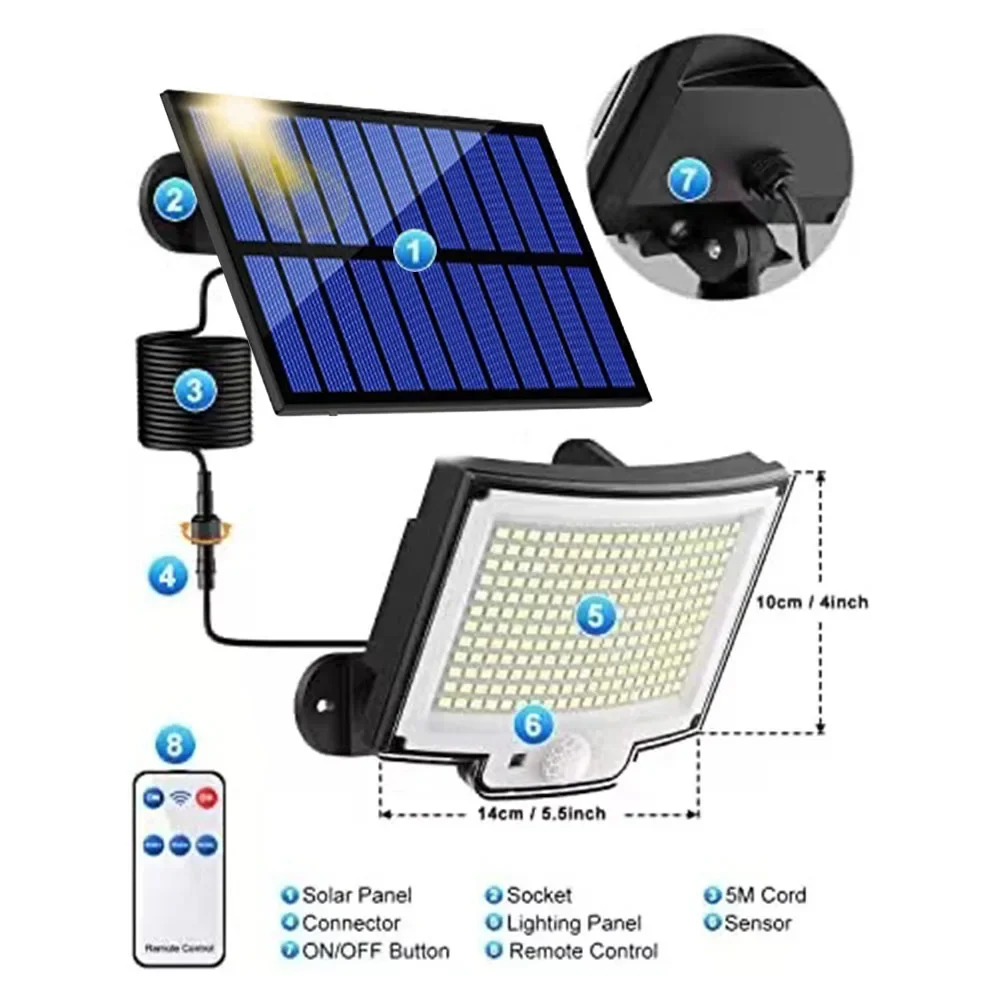 106/318LED Solar Light COB Wall Lamp Motion Sensor Solar Lamp Waterproof Outdoor Sunlight Fence Street Light Garden Decoration