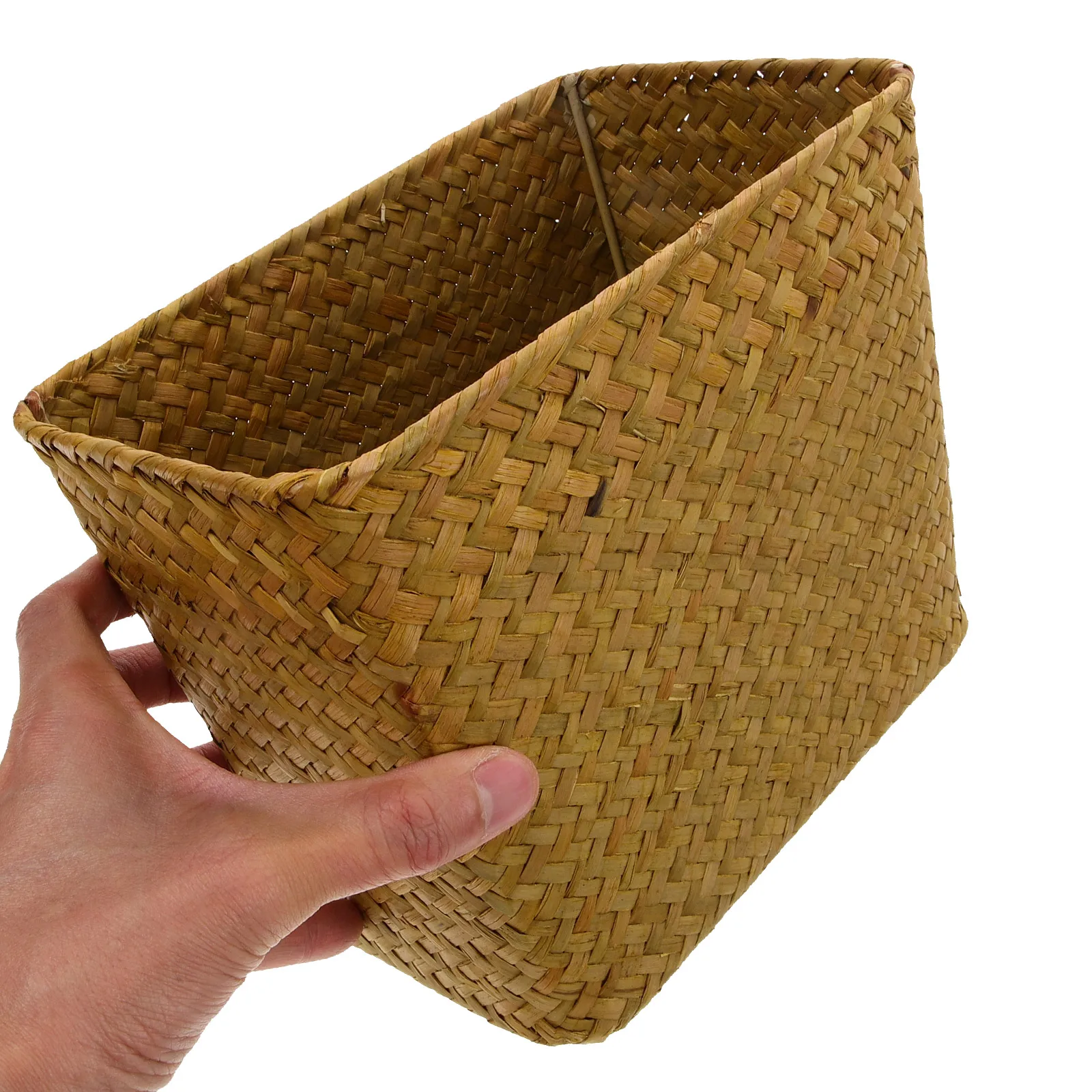 

Straw Woven Basket Yellow Small Storage Trash Can Decorative ganizer Lightweight Multi Functional For Office Storage